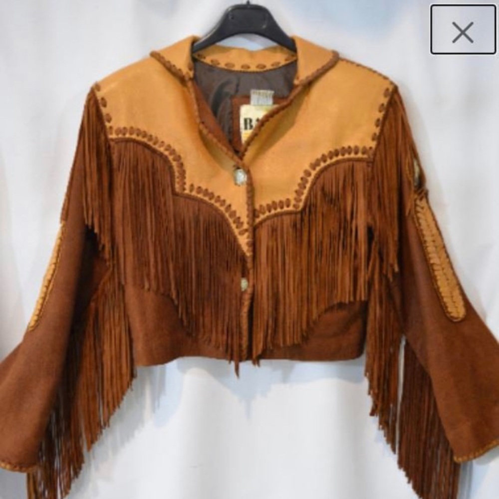 Leather & Suede Coat Jacket Fringe Western